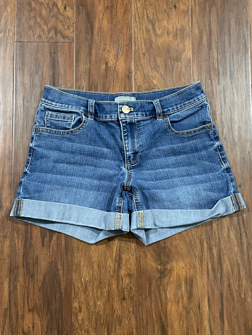 Mid Rise Cuffed Boyfriend Denim Shorts